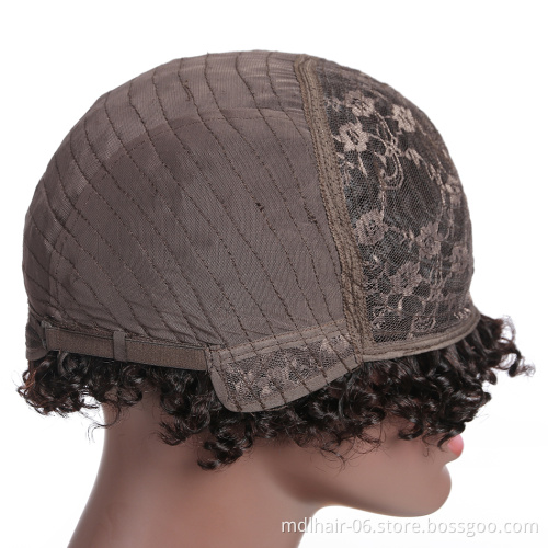 Wholesale Pixie Cut Machine Made Wigs Short Human Hair Wigs for Black Women Short Jerry Curly Wig Natural Black 1B